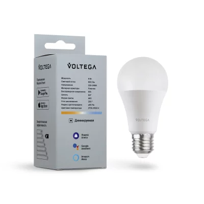Умная светодиодная лампа Voltega Wi‑Fi LED E27 9Вт 2700–6500K 7