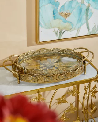Комплект из двух декоративных подносов Zal 49X30X10 / 44X26X10 CM 4