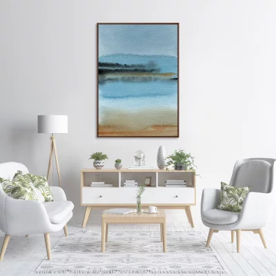 Постер Sandy lakeshore in the morning mist 75X105 CM 3