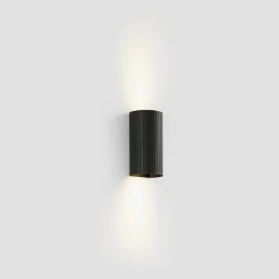 Настенный светильник круглый черный с рифлением 2xGU10 6.5X8X15.5 CM 3