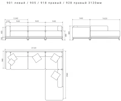 Диван Case 312X256X80 CM 7