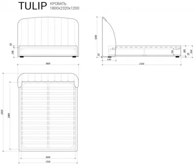 Кровать Tulip 232X180X120 CM 5