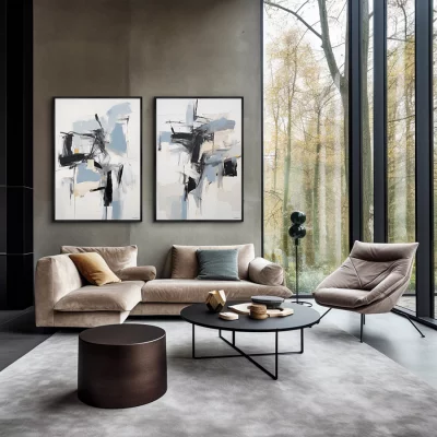 Набор из двух постеров на холсте Linear space 75X105 / 75X105 CM 4