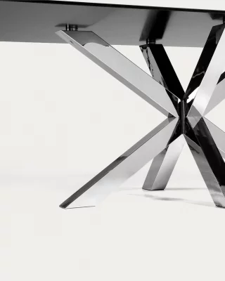 Стол Argo с чёрной стеклянной столешницей и стальными ножками 200X100 CM 3