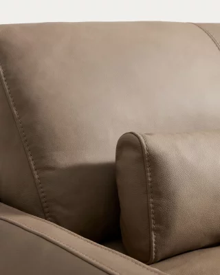 Коричневый кожаный диван на 3 места Veliro с чёрными стальными ножками 106X240X96 CM 4