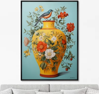 Постер на холсте China porcelain vase with bird 75X105 CM 6