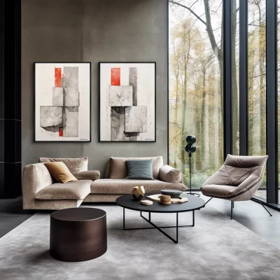 Диптих на холсте Shapes and shadows 75X105 / 75X105 CM 4