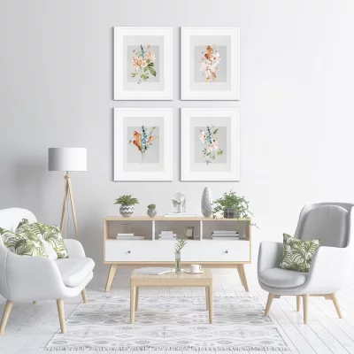 Комплект постеров Floral set in pale shades No9 42X52 / 42X52 / 42X52 / 42X52 CM 6