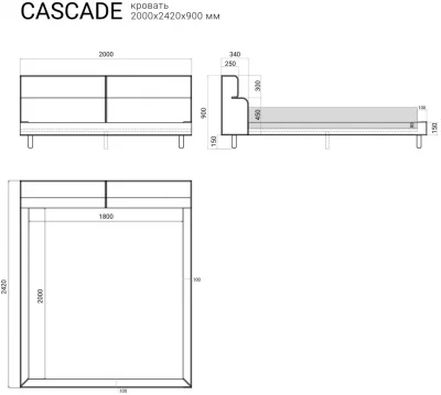 Кровать Cascade 242X200X90 CM 5