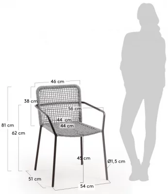Стул с подлокотниками Boomer 60X56X80 CM серый 7