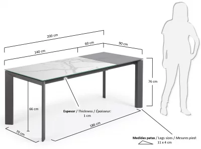 Раздвижной стол с керамической столешницей Axis 140-200X80X76 CM 6