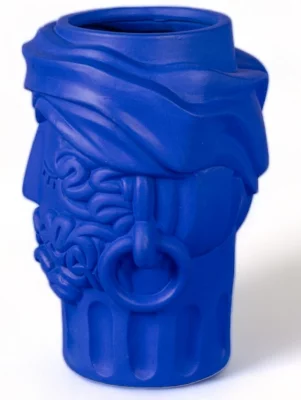 Синяя глиняная ваза Man Blue Magna Graecia 24X22X32 CM 5