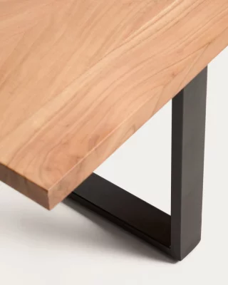 Скамья из массива акации с чёрными стальными ножками Uxue 180X45 CM 3