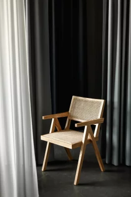 Стул Чандигарх Нью из массива дуба и натурального ротанга 53X52X82 CM 12