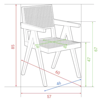 Стул Чандигарх Нью из массива дуба и натурального ротанга 53X52X82 CM 15