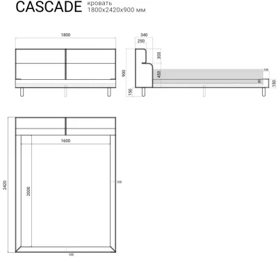 Кровать Cascade 186X244X90 CM 5