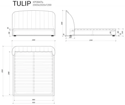 Кровать Tulip 232X200X120 CM 6