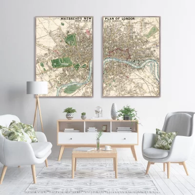 Диптих Plan of London drawn 75X105 / 75X105 CM 5