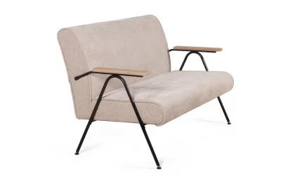 Двухместный диван Andy с деревянными подлокотниками, шенилл Shantal beige 129X84X88 CM 7