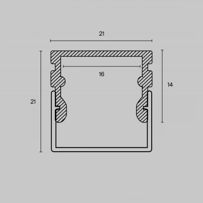 Алюминиевый профиль накладной 21x21 3
