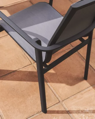 Садовый стул Canea из текстелина графитового цвета и алюминия 57X65X90 CM 3