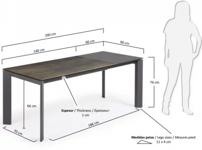 Раскладной стол Atta 140-200X90X76 CM с имитацией состаренного метала серый 6