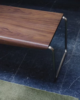 Скамья Tarsel из орехового шпона со структурой из матовой нержавеющей стали 142X45.5X44.5 CM 3