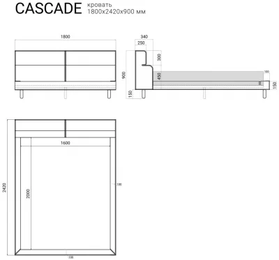 Кровать Cascade 242X180X90 CM 5