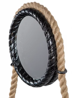 Зеркало на ремне в стальной раме Loft Silver Ø49 CM 3