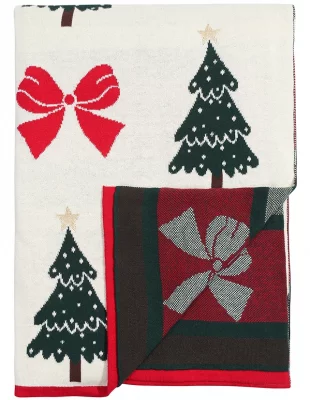 Плед из хлопка с новогодним рисунком Christmas Bows 130X180 CM 5