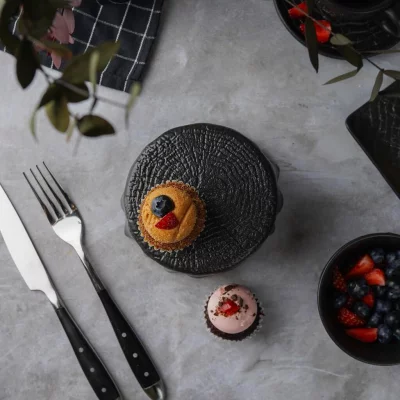 Платформа для подачи Black Raw Wood Ø12 CM 4