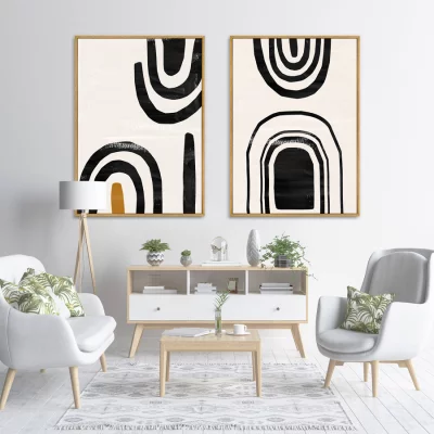 Диптих на холсте The curved geometric vibes 75X105 / 75X105 CM 4