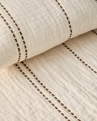 Стеганое покрывало из бежевого хлопка в полоску Siloda 180X260 CM 4