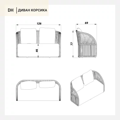Диван Корсика 126X69X77 CM 6