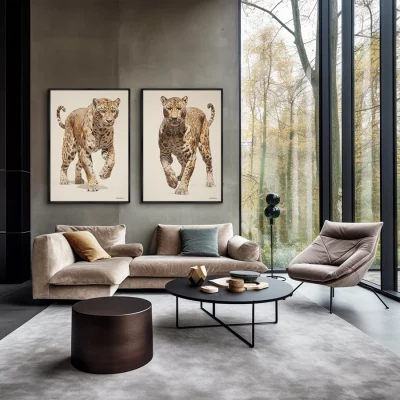 Набор из двух постеров на холсте Leopards Hunt  75X105 /  75X105 CM 4