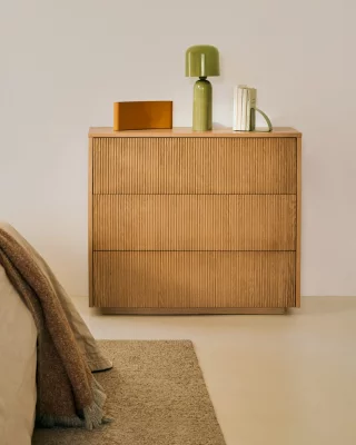 Комод с 3 ящиками Helvine из дубового шпона 90X78 CM 3