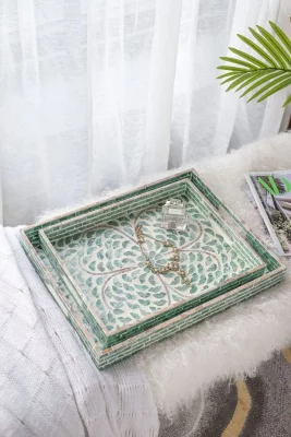 Декоративный поднос с отделкой раковинами устриц 45X35X5 CM 9