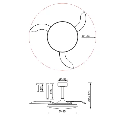 Люстра-вентилятор SLIM FAN 49.5X29.5 CM 8