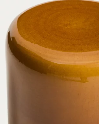 Уличный приставной столик из керамики с глазурованной горчичной отделкой Mesquida 35X35X47 CM 4