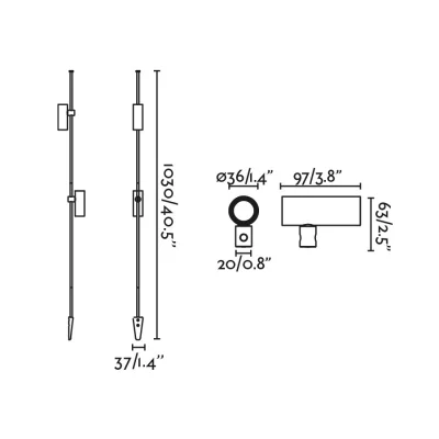 Ландшафтный светильник черный CLAP LED 2X6W 3000K 38° 103X9.7X9.7 CM 5