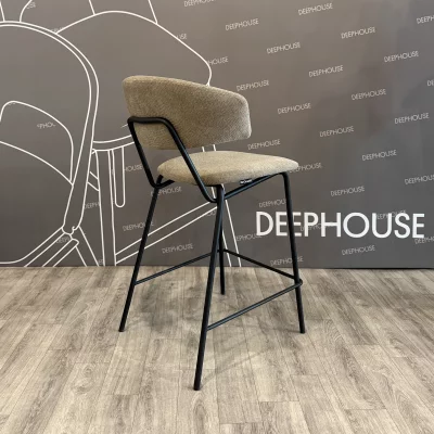 Стул полубарный Авиньон бежево-коричневая ткань, ножки металл (черный) 55X61X96 CM 11