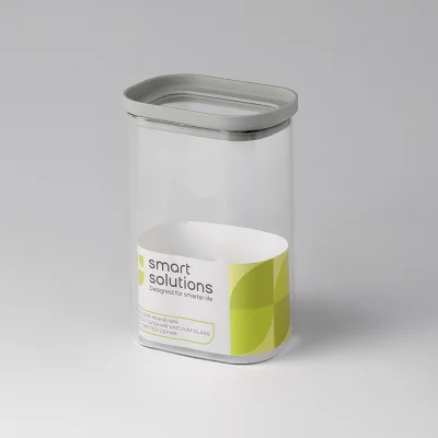 Банка для хранения прямоугольная vacuum glass, 1,25 л, светло-серая 3