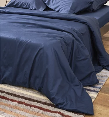 Комплект постельного белья из сатина Essential 150X200 CM тёмно-синего цвета 6