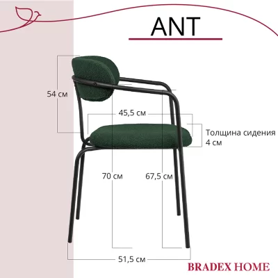 Комплект из 2 стульев Ant букле зелёный 58X54X79 CM 18