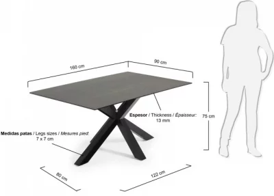 Стол Arya 160X90X78 CM черные ножки черная керамическая столешница 7