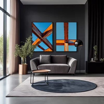Набор из двух постеров на холсте Metal Lines 75X105 / 75X105 CM 4