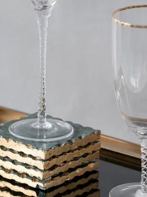 Бокал для шампанского прозрачный с золотистым декором 7.5X7.5X27 CM 8