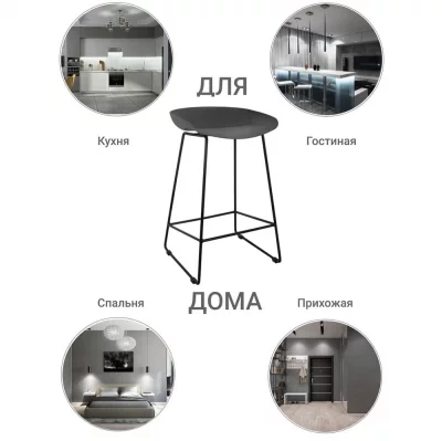 Стул полубарный Neo чёрный с чёрными ножками 43X43X73 CM 8