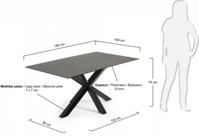 Стол Arya 180X100X75 CM чёрные ножки черная керамическая столешница 7