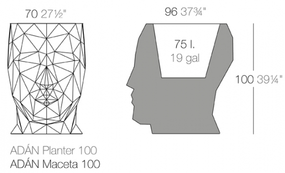 Кашпо в форме головы Adan 70X96X100 CM чёрное 2